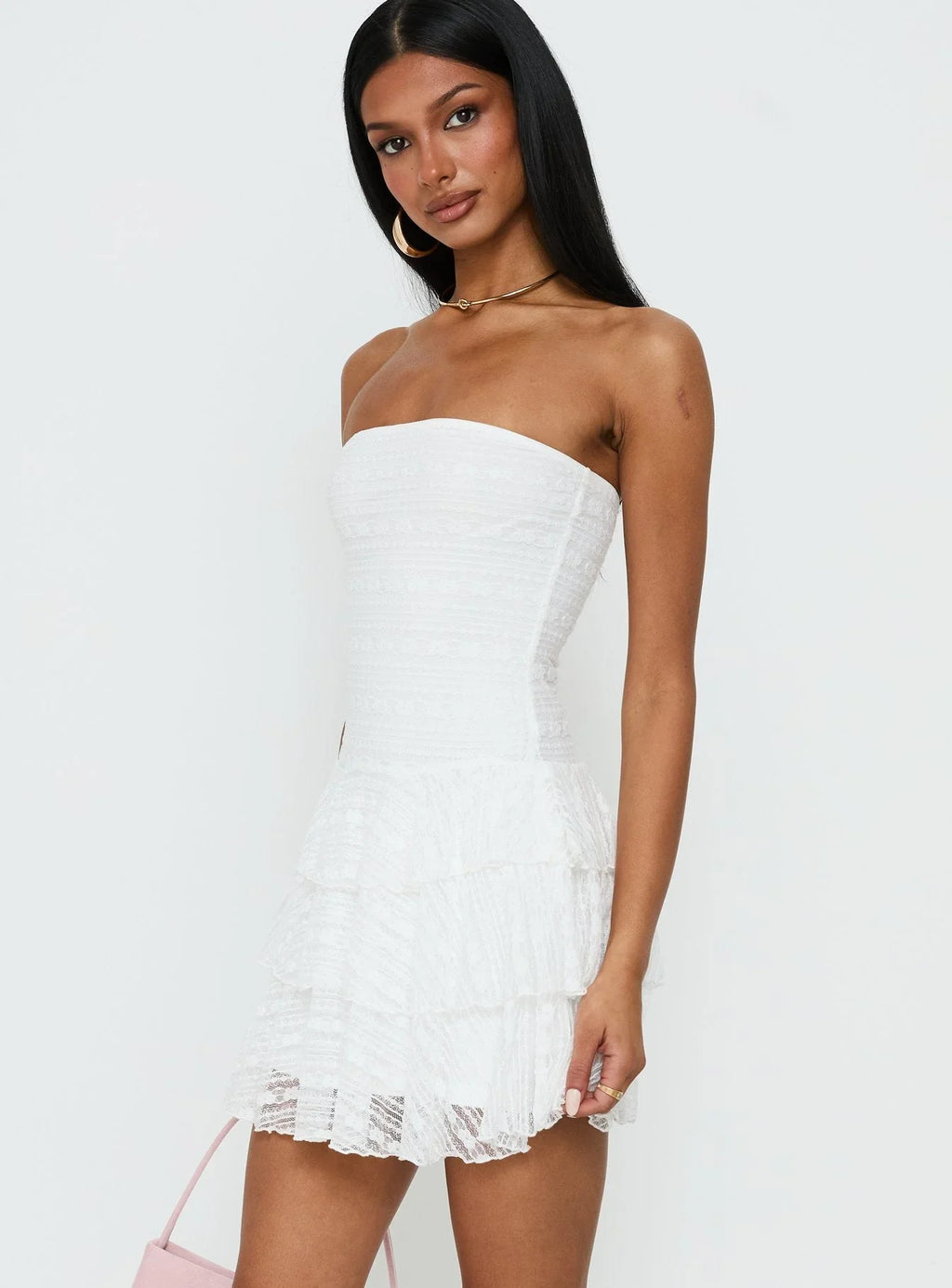 Robe Courte Sans Bretelles Emarie Blanche