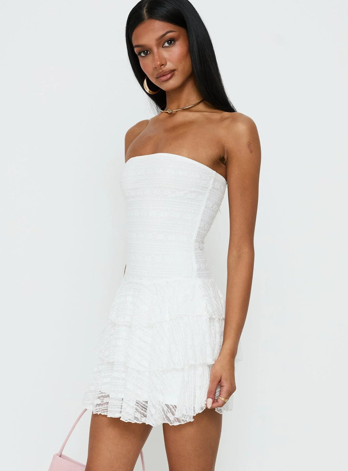 Robe Courte Sans Bretelles Emarie Blanche