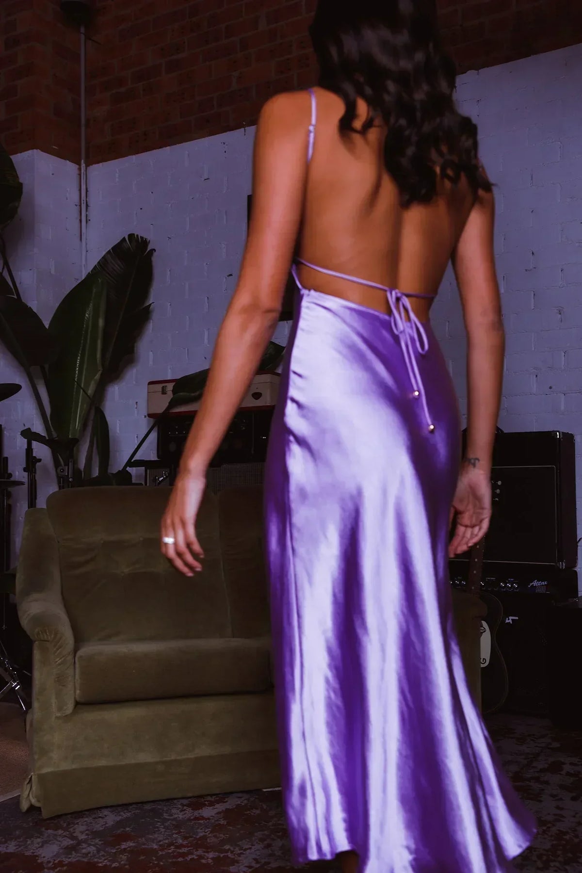 Robe midi Dolce Life dos nu Lilas
