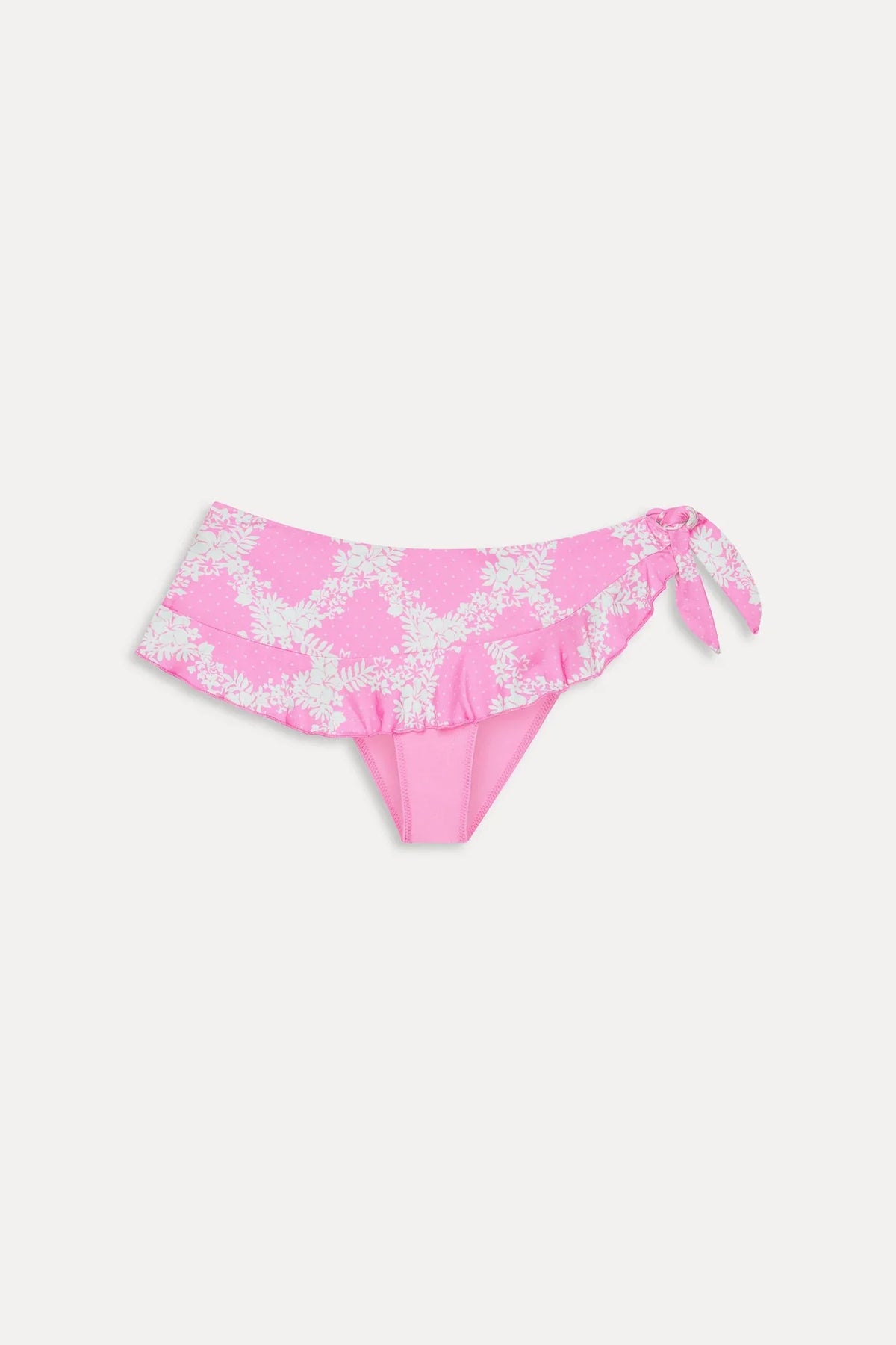 Jupe de bain Farah en satin – Pois rose tropical