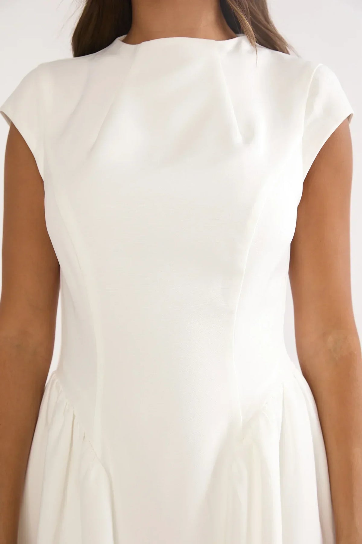 Robe longue Lynnie à manches courtes crème