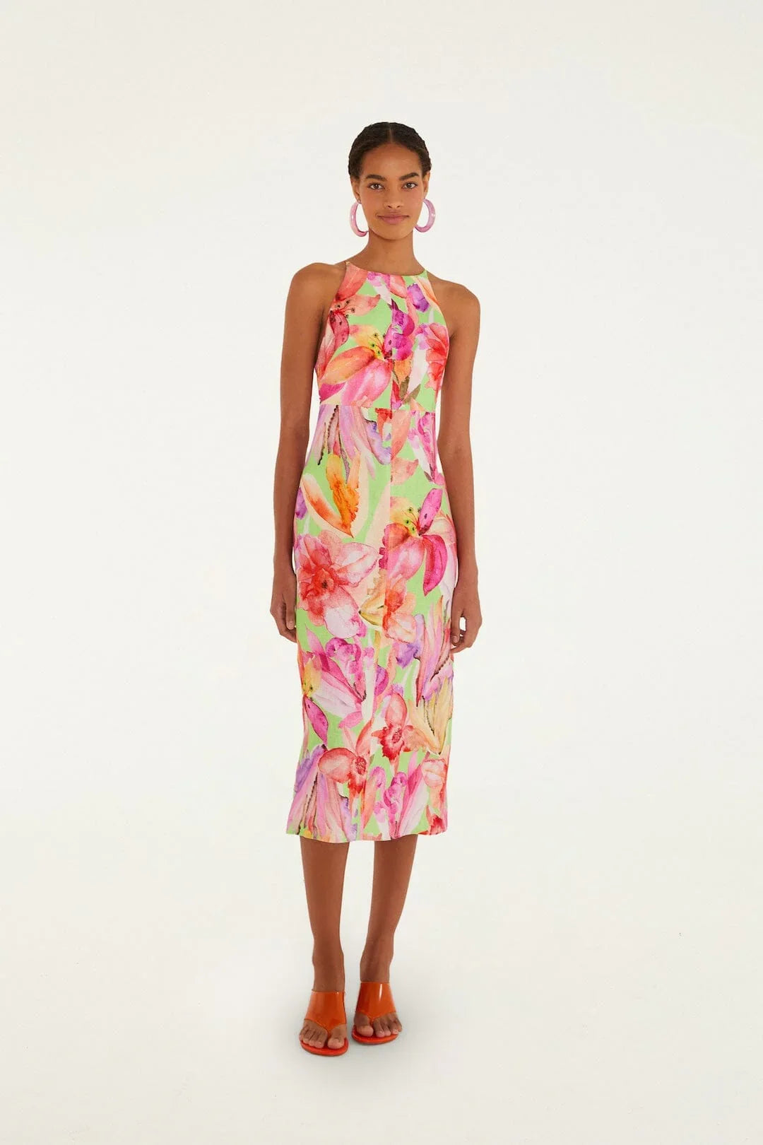 Multicolor Artsy Flora Midi Dress