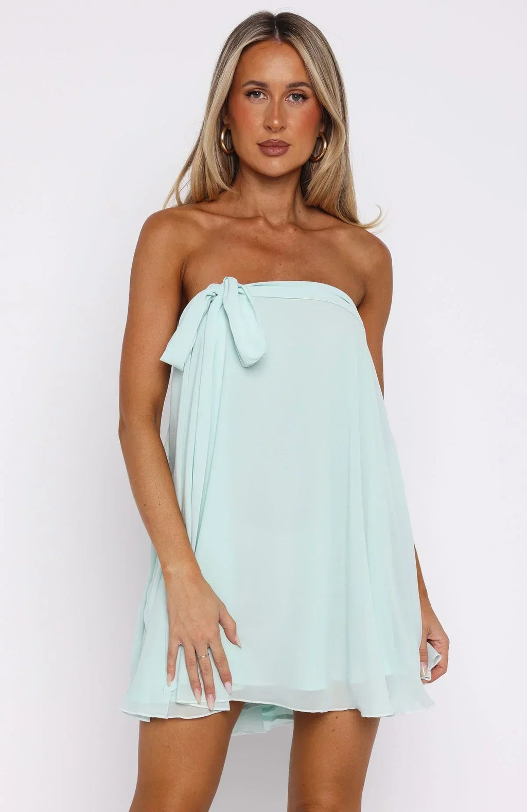 Mini robe bustier « She's So Pretty » bleu glacier