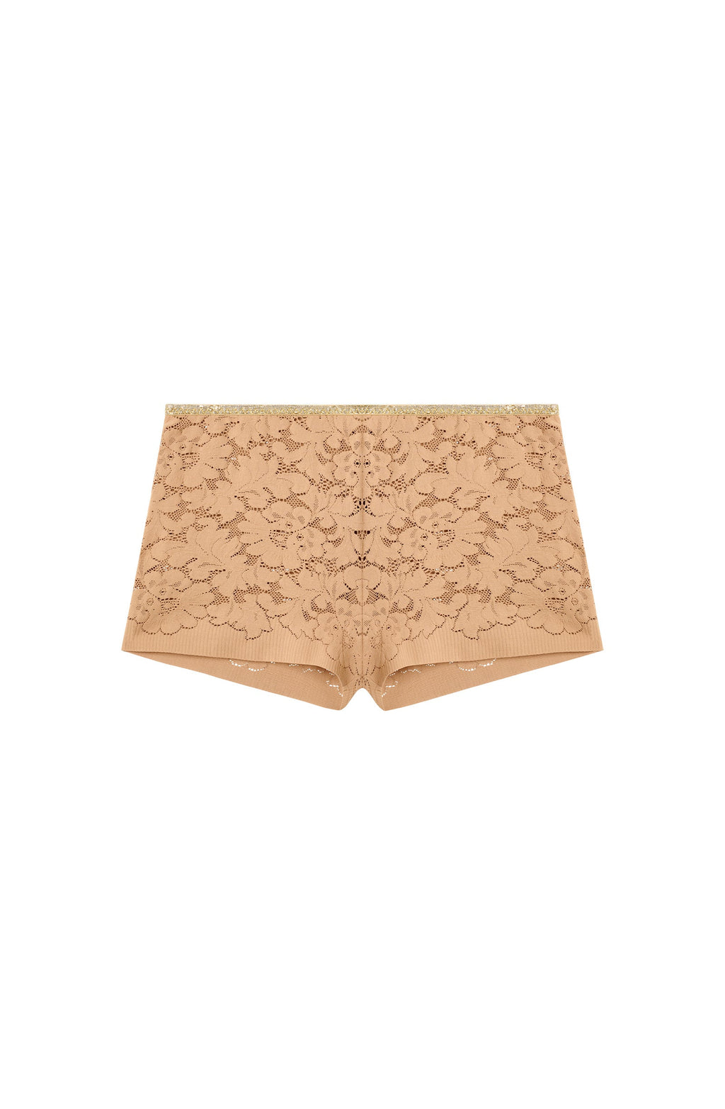 dylan High-waisted foam white lace and Lurex boyshorts