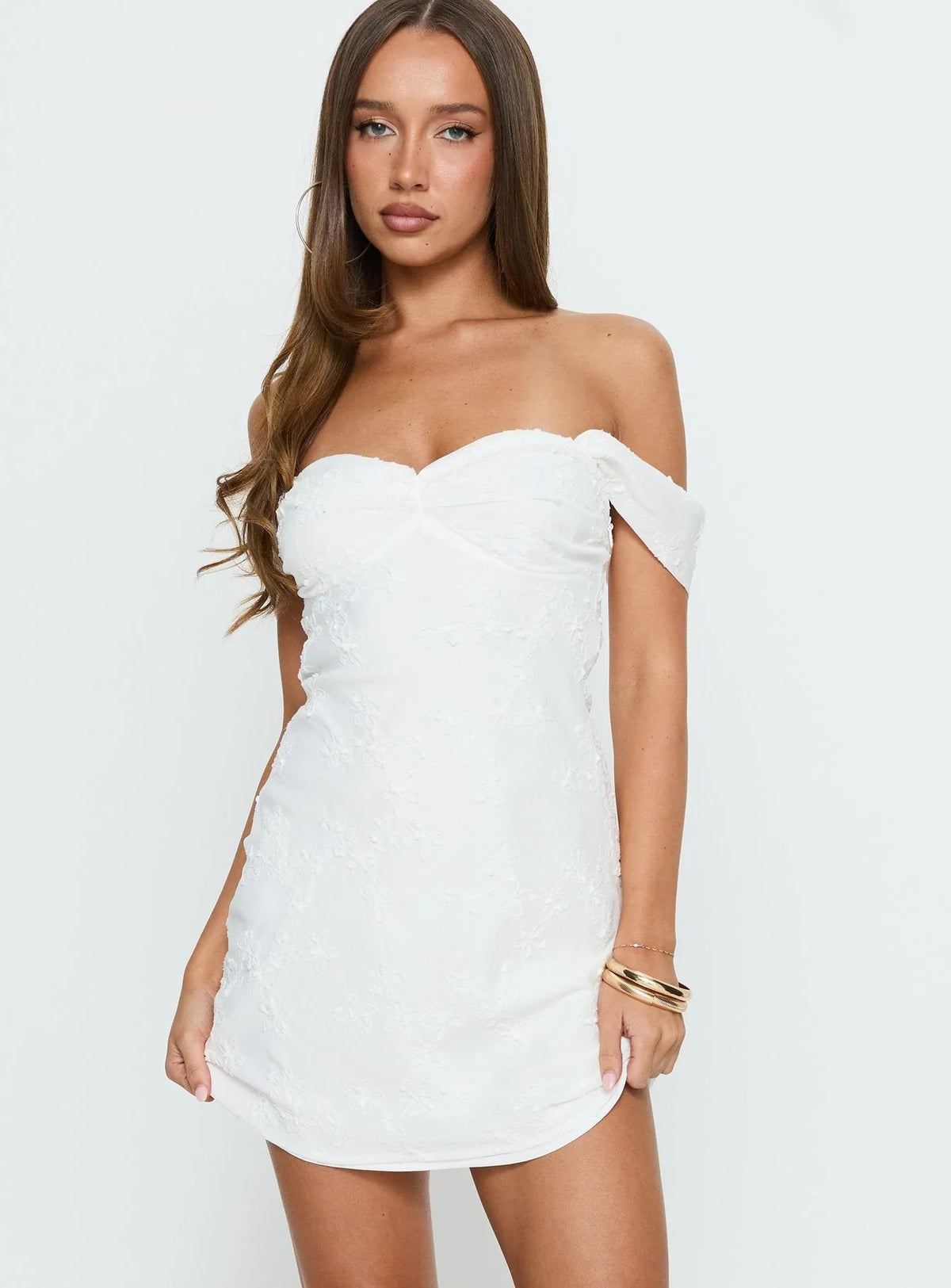 Robe Courte Rozerie Épaules Dénudées Blanche