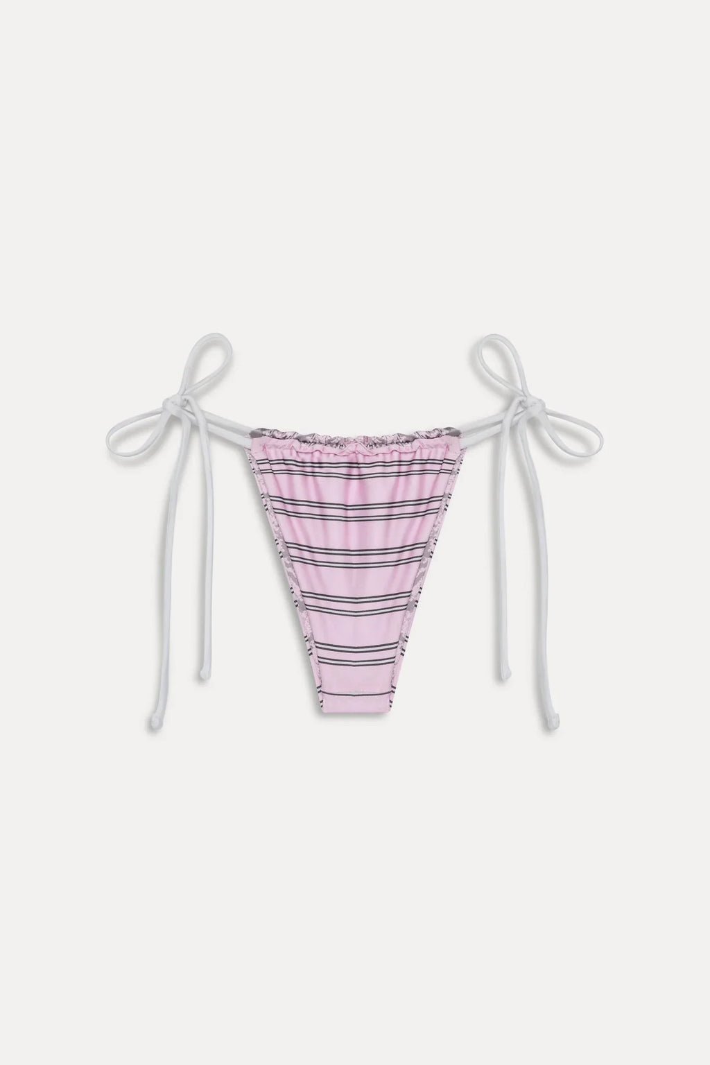 Bas de maillot de bain réversible en satin Tia – Rayures roses