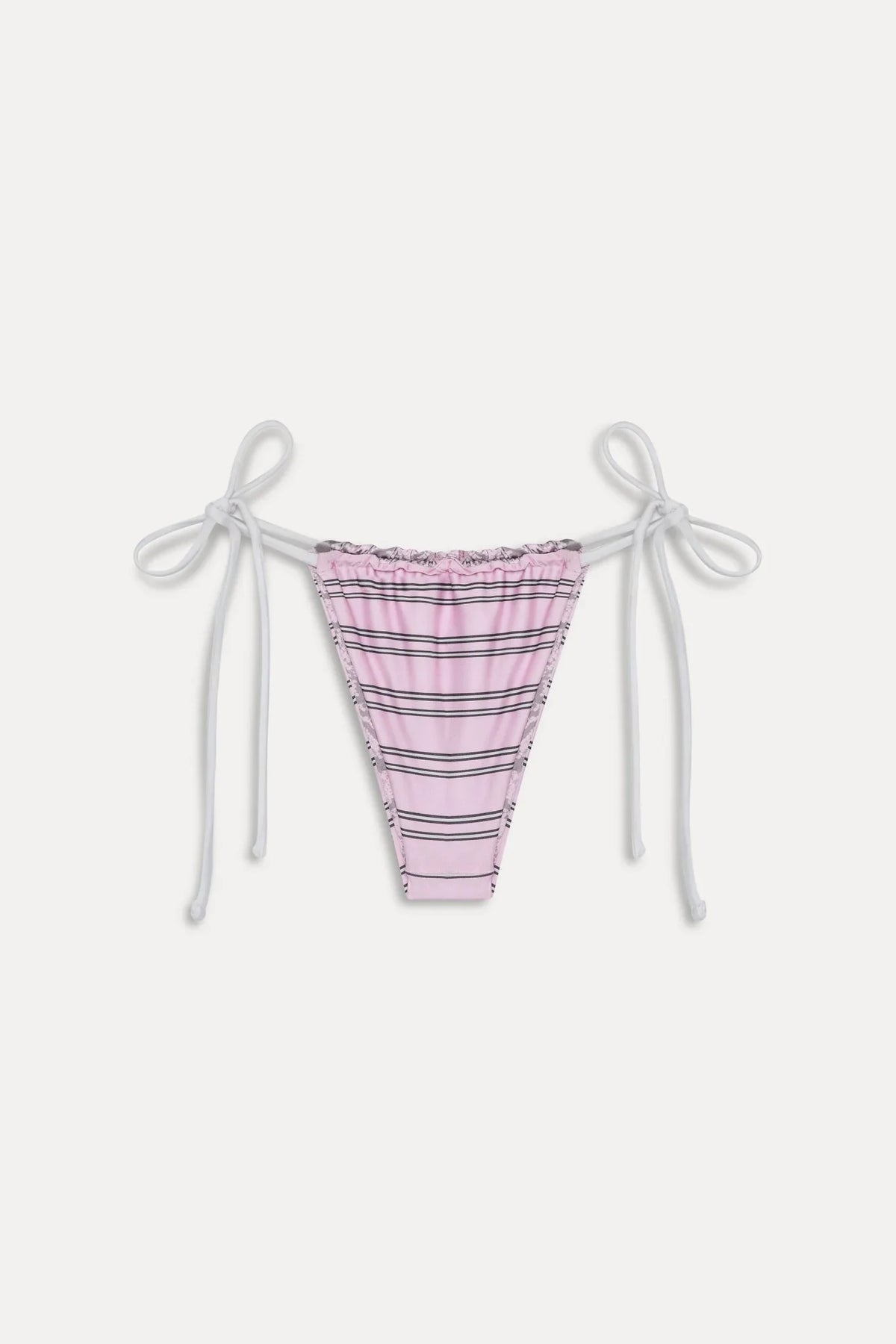 Bas de maillot de bain réversible en satin Tia – Rayures roses