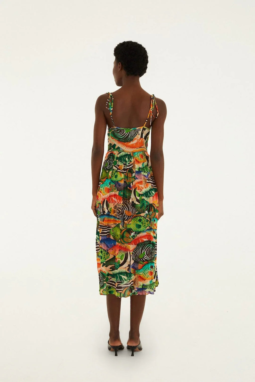 Robe midi sans manches multicolore poisson mer