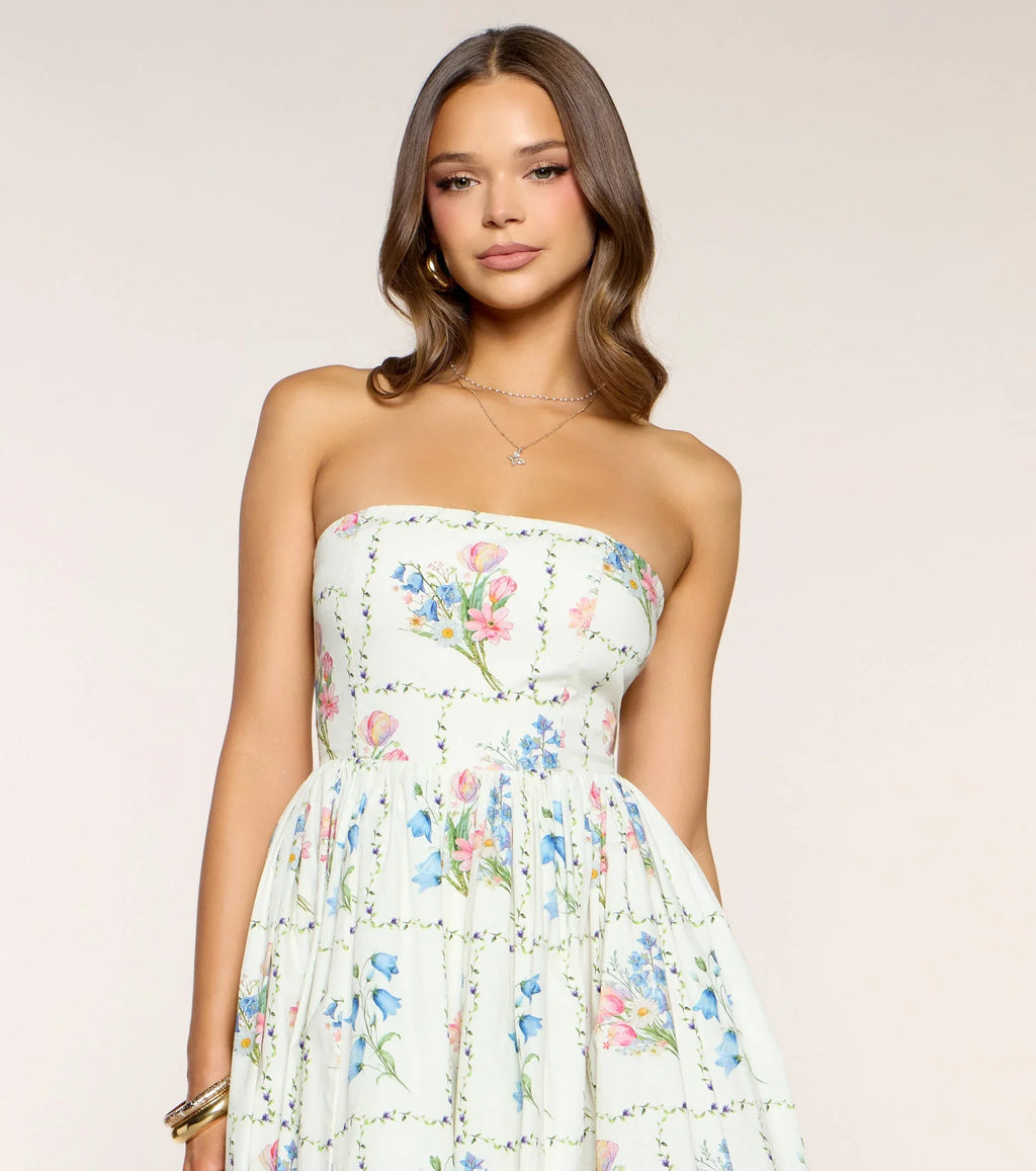 Café Cutie Floral A-Line Midi Dress
