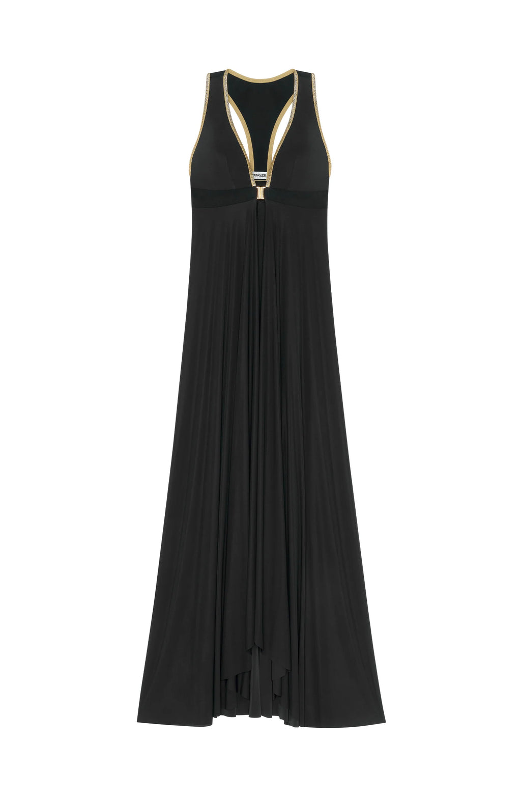 Robe longue bronze Rosane ouverte sur le devant