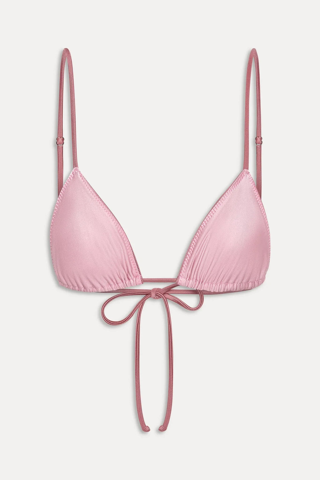 Haut de bikini micro Elena en satin - Rose coucher de soleil