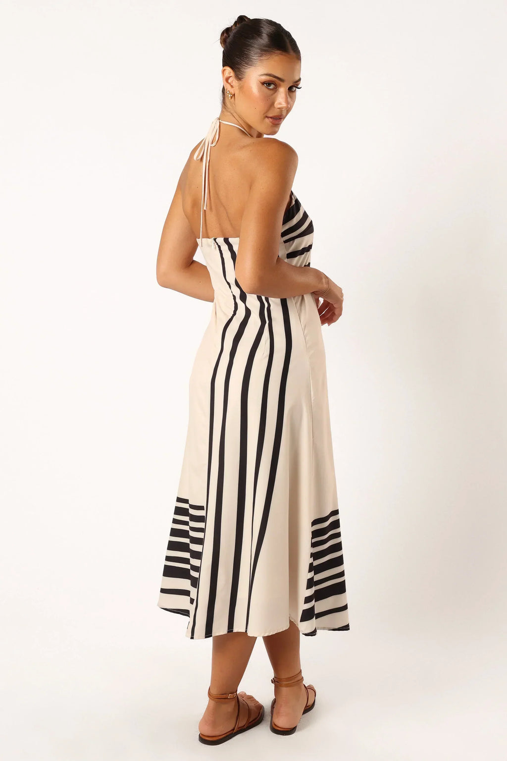 Robe midi dos nu Deana – Crème Noir