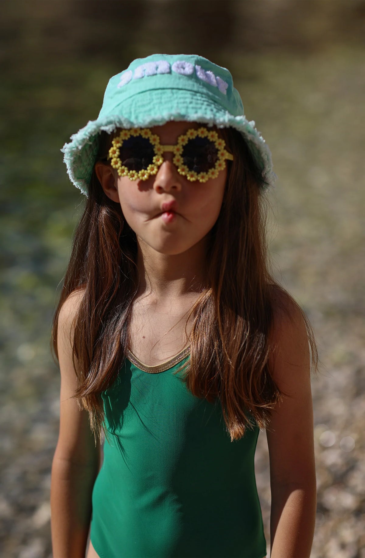 Maillot de bain une pièce Juju pour enfant, jade et lurex doré