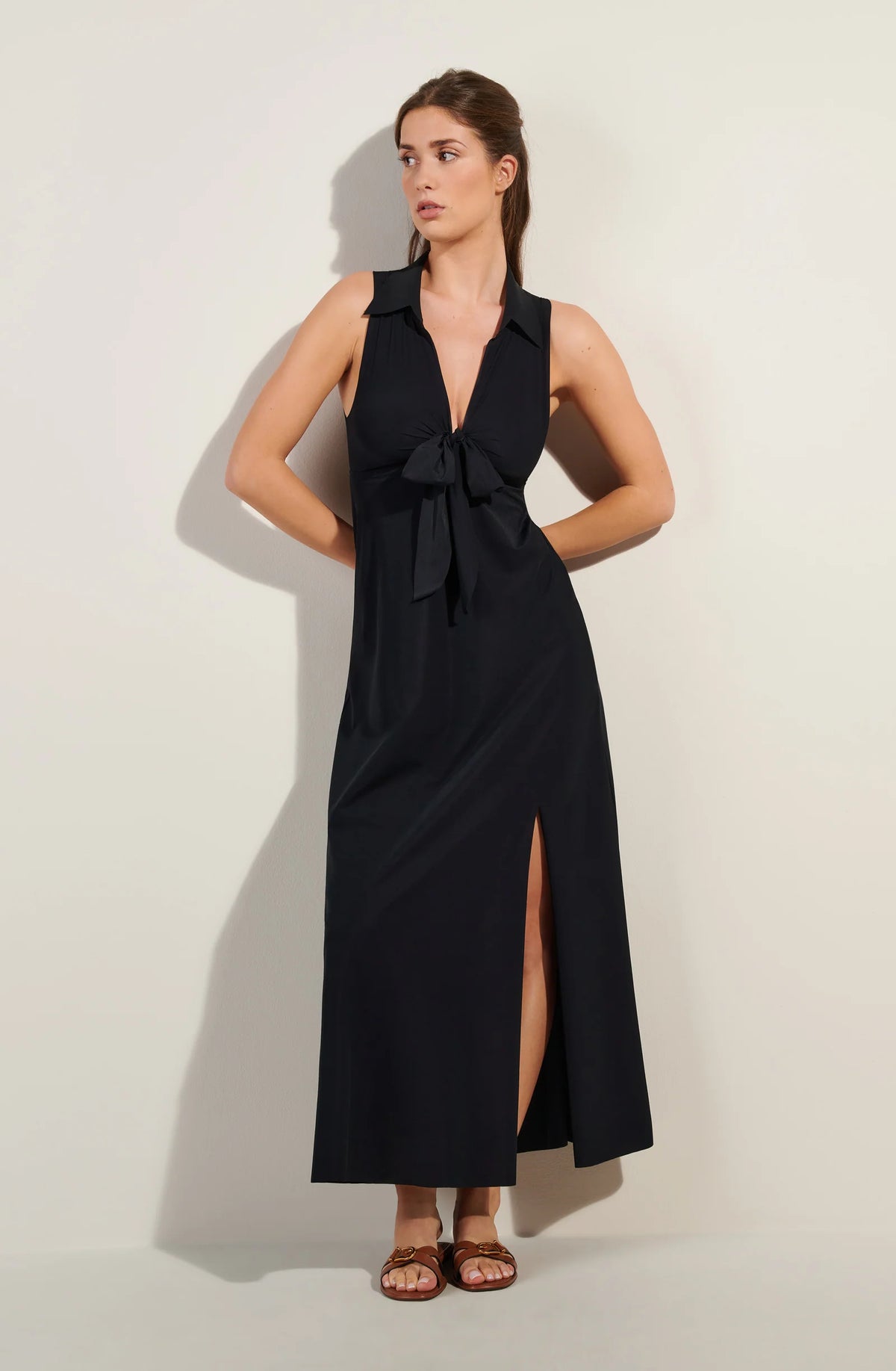 Robe longue dos nu en jade Rova