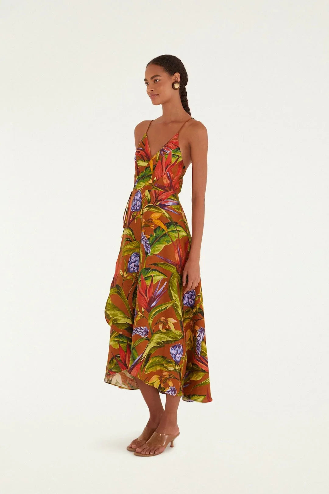 Robe portefeuille midi Florart marron