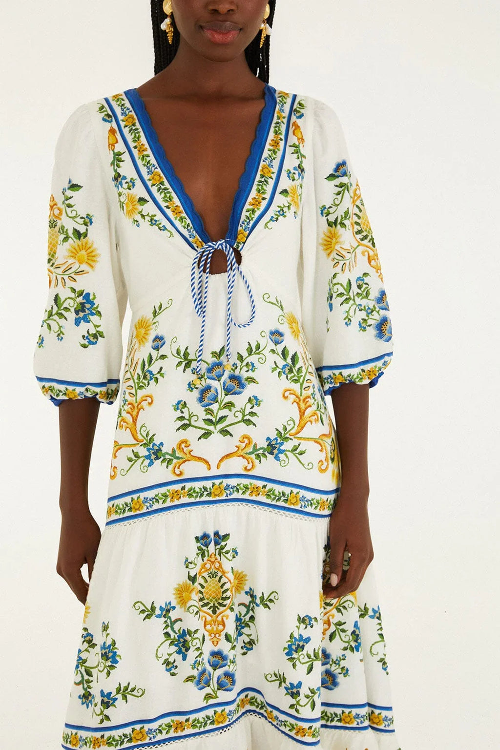Robe midi à cordon coulissant Off-White Emily Floral Tapestry