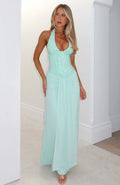Robe longue à sequins « Dance Floor Diva » bleu ciel