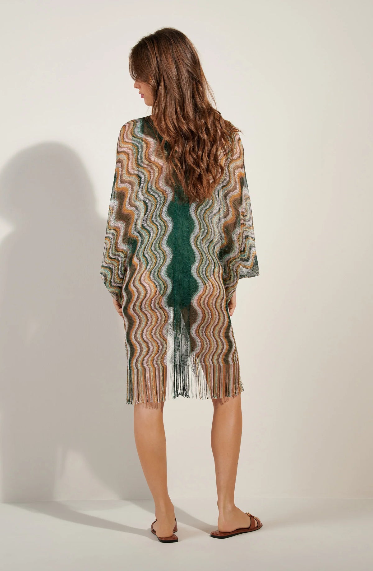poncho semi-transparent à motif ZIG-ZAG baie