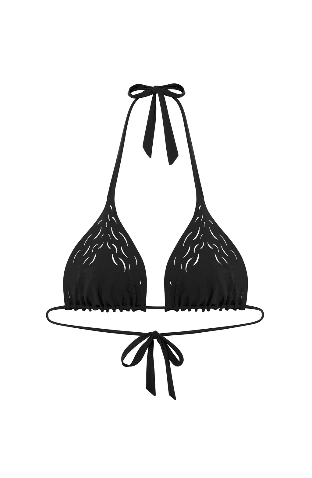 Haut de maillot de bain triangle noir en bois