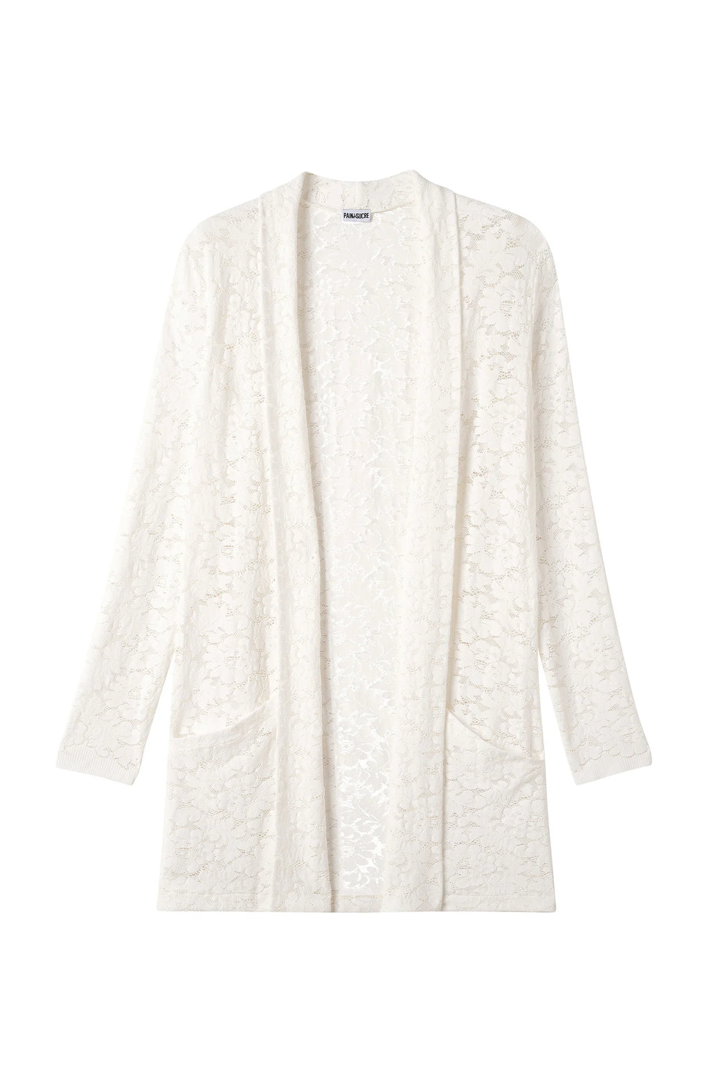 vaea Foam white lace long-sleeved cardigan