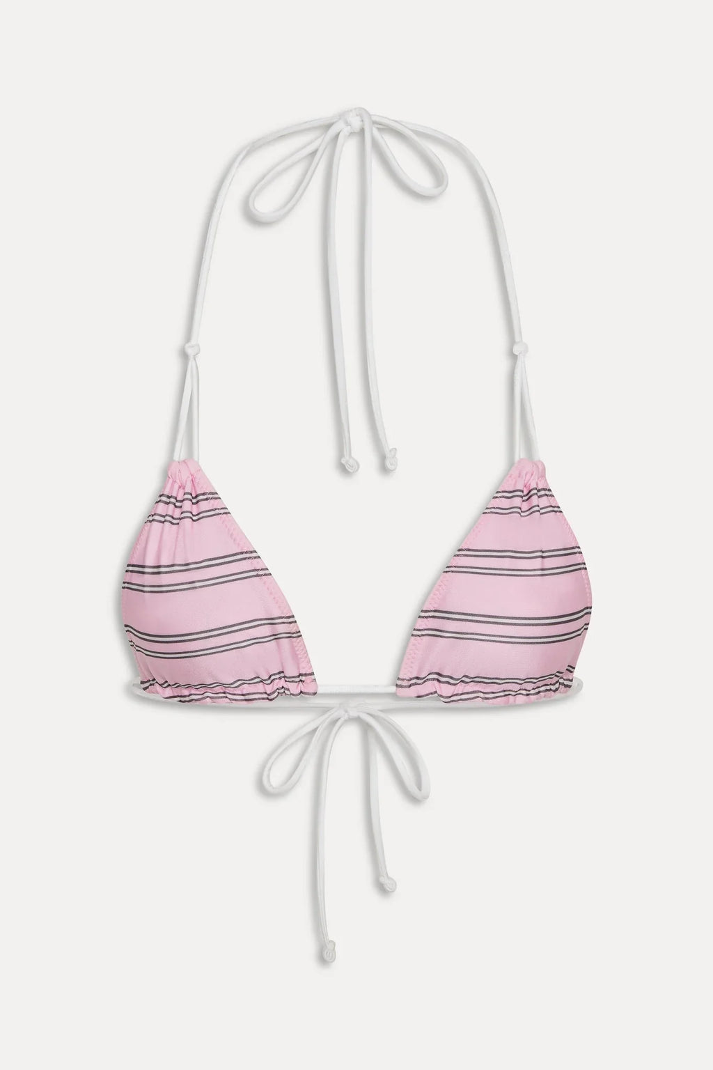 Haut de maillot de bain réversible en satin Ari - Rayures roses