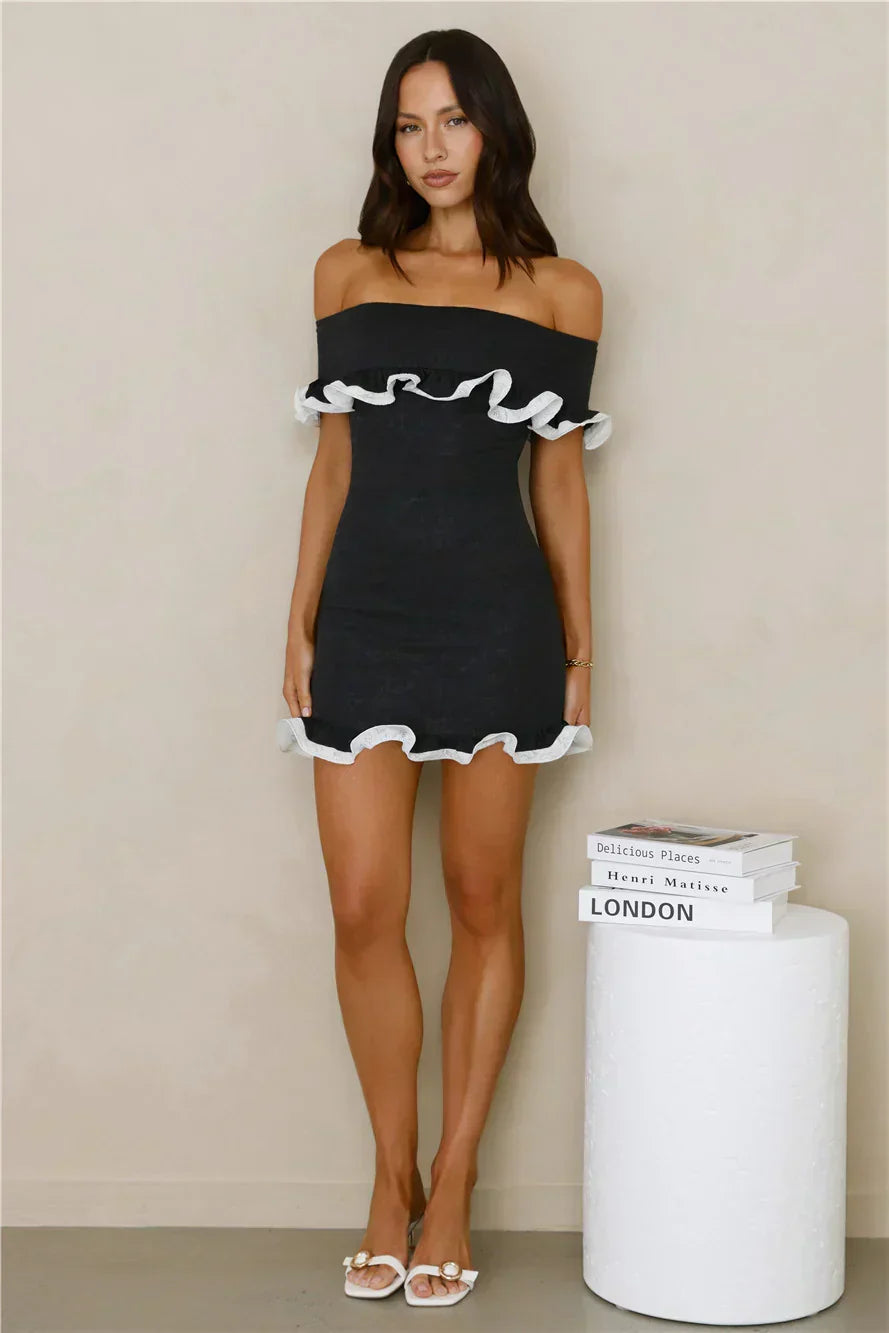 Mini-robe bustier en dentelle Glimmering Noir