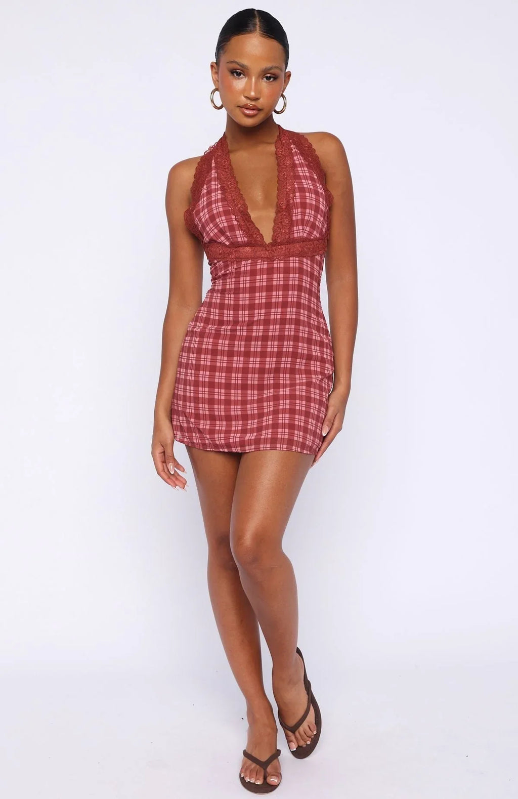 A Girl's Girl Mini Dress Berry Plaid