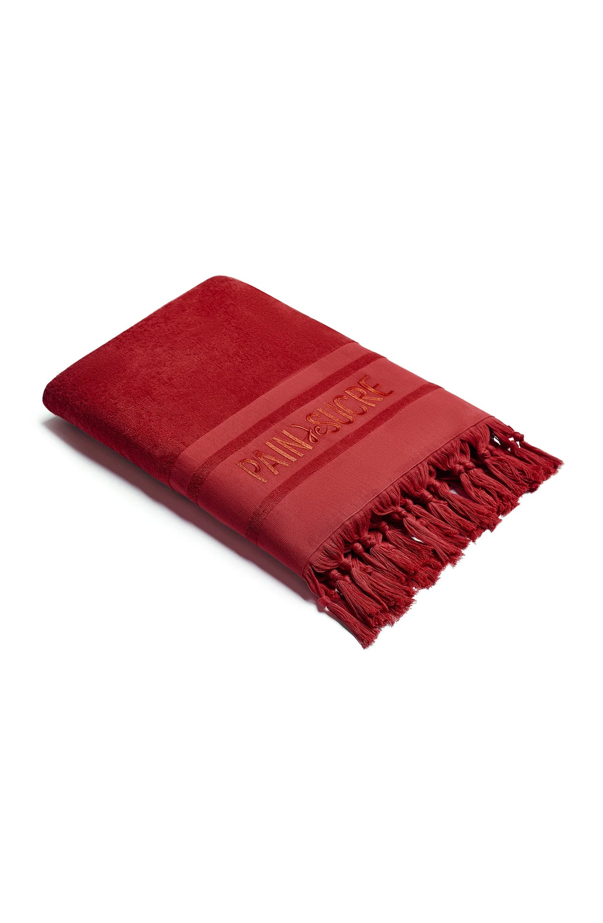 zaina Embroidered olive green terry fouta towel